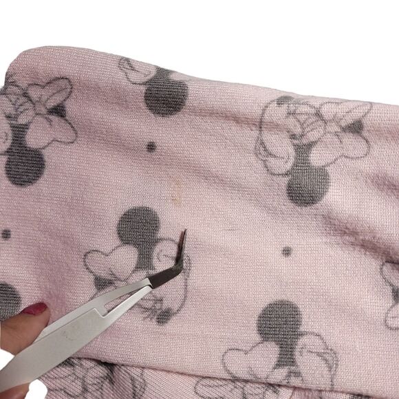 DISNEY Minnie Mouse Printed Cozy Lounge  Pajama  Top Pink Grey Size Small - Picture 10 of 10